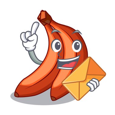 Zarf Kansaslı ile kırmızı Muz meyve karakter vektör çizim içinde