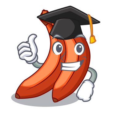 Kırmızı Muz meyve karakter vektör çizim mezuniyet ödlekler