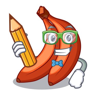 Kırmızı Muz meyve karakter vektör çizim öğrenci ödlekler