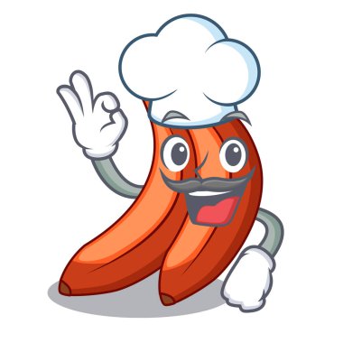 Şef Kansaslı kırmızı Muz meyve karakter vektör çizim içinde