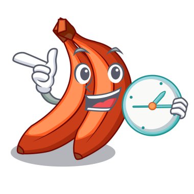 Kırmızı Muz meyve karakter vektör çizim içinde ile saat ödlekler