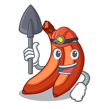 Madenci kırmızı çizgi film muz vektör çizim yemeye hazır