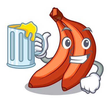 Suyu ile kırmızı çizgi film muz vektör çizim yemeye hazır mısın