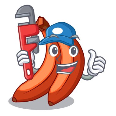 Tesisatçı muz merah şekli çizgi film vektör esnaf içinde