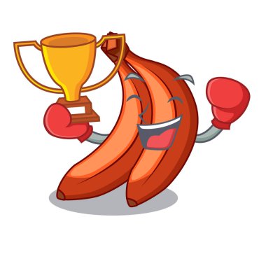 Kazanan muz merah şekli çizgi film vektör esnaf olarak boks