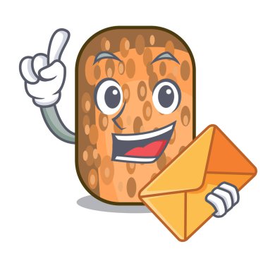 Zarf ile Tempe kase karakter ahşap vektör çizim içinde kızarmış