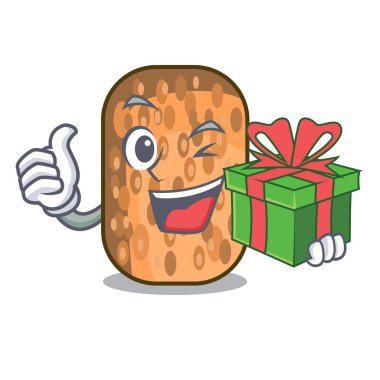 Hediye ile Tempe Aperatif karikatür yaprak vektör çizim üzerinde kızarmış