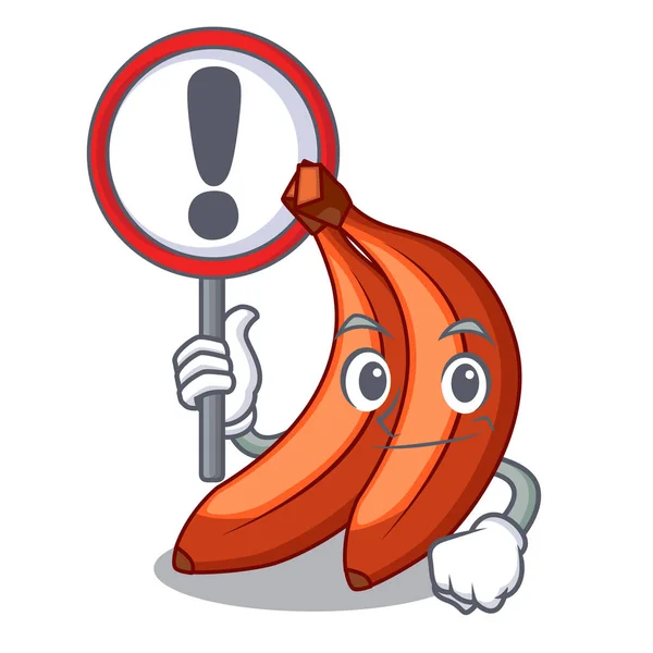 Sign Red Banana Isolated Mascot Vector Illustartion — Stock Vector