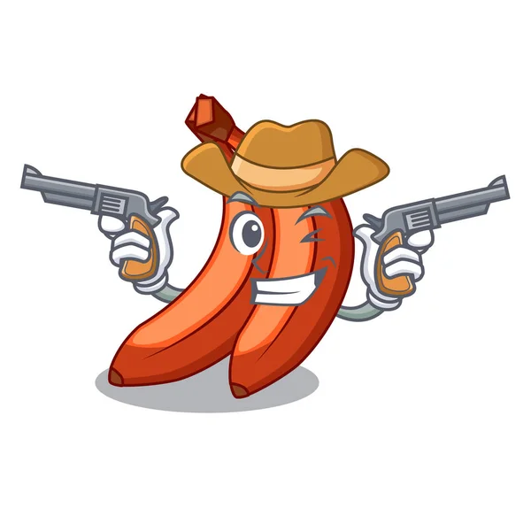 Cowboy Red Banana Isolated Mascot Vector Illustartion — Stock Vector