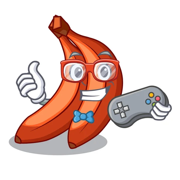 Gamer Rode Cartoon Bananen Klaar Eten Van Vectorillustratie — Stockvector