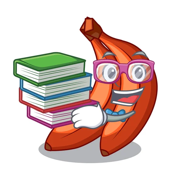 Öğrenci kitap muz merah şekli çizgi film vektör esnaf ile