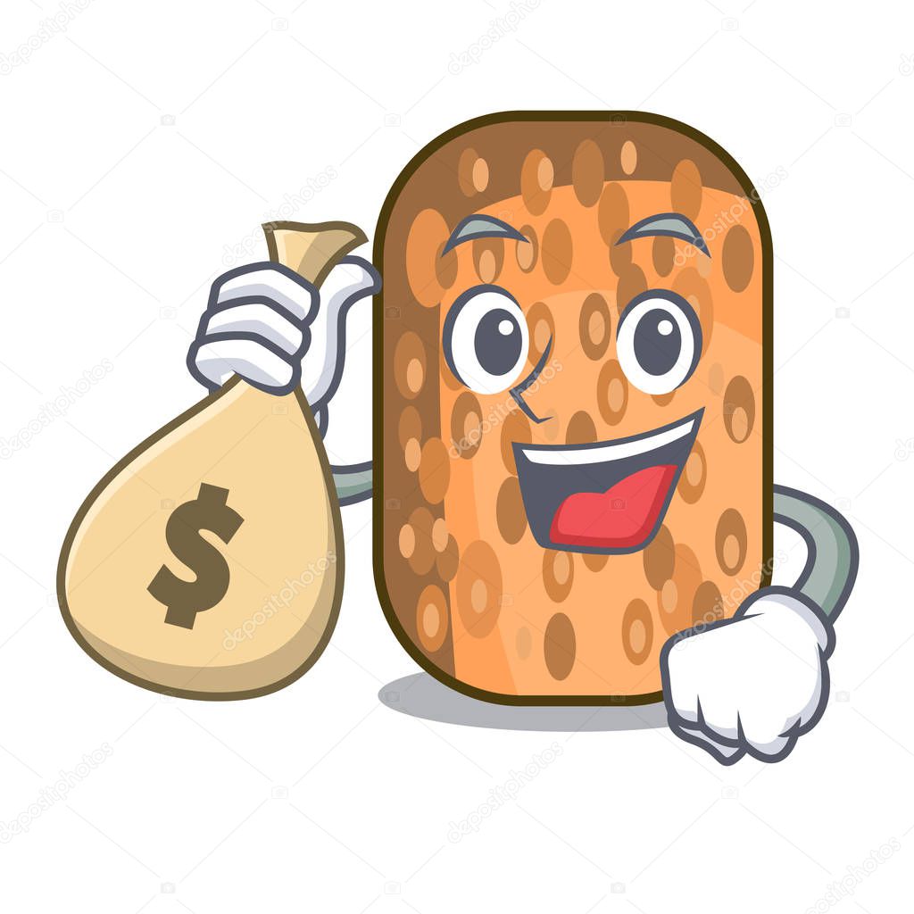 With money bag tempeh fried in the shape cartoon vector illustrartion