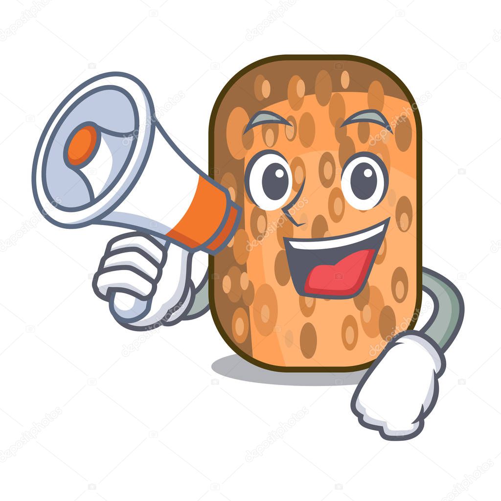 With megaphone tempeh fried in the shape cartoon vector illustrartion
