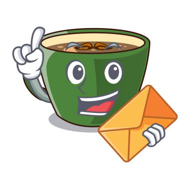 Zarf ile karakter kurulu vektör çizim Hint masala çay