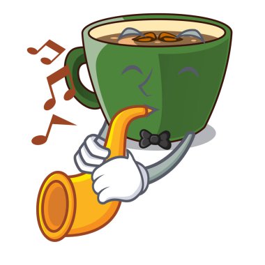 Trompet ile karikatür Kupası vektör esnaf Hint masala çay