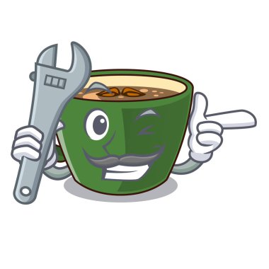 Maskot vektör illüstrasyon izole mekanik Hint masala çay