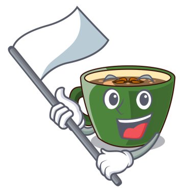 Maskot vektör illüstrasyon izole bayrak Hint masala çay ile