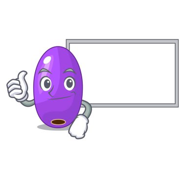 Başparmak yukarıya ile Yönetim Kurulu meyve jambolan karakter kase vektör esnaf içinde