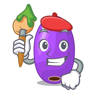 Sanatçı meyve jambolan karakter kase vektör esnaf içinde