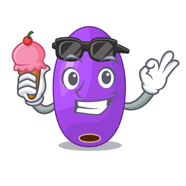 Şeklin çizgi film vektör çizim ile dondurma meyve jambolan