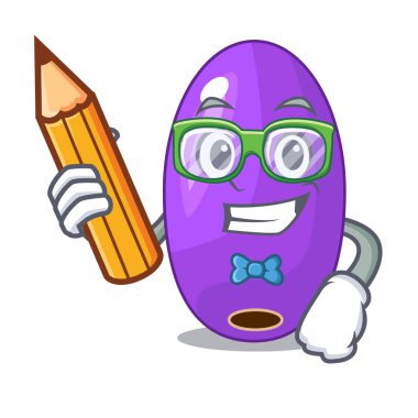 Şeklin çizgi film vektör çizim öğrenci meyve jambolan