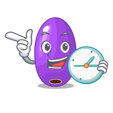 Şeklin çizgi film vektör çizim ile saat meyve jambolan