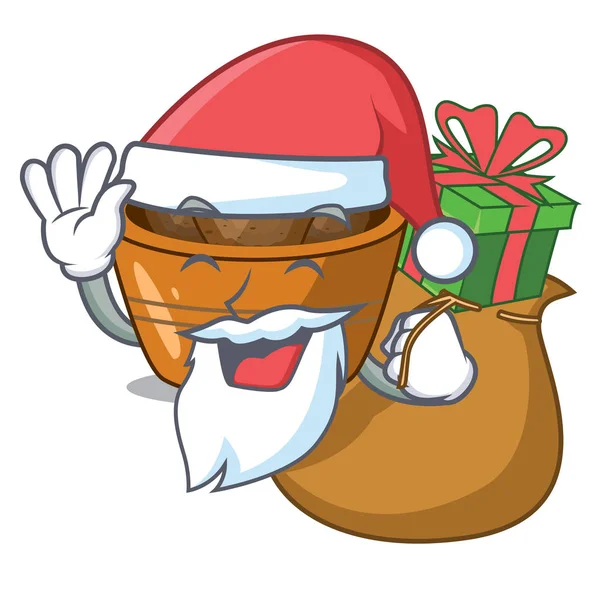 Santa Con Regalo Gulab Jamun Espolvoreado Con Azúcar Mascota Vector — Archivo Imágenes Vectoriales