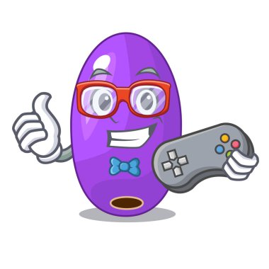 Bir çizgi film sepet vektör çizim içinde oyun meyve jambolan