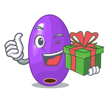 Bir çizgi film sepet vektör çizim ile hediye meyve jambolan