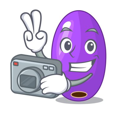 Fotoğrafçı meyve jambolan bir karikatür sepet vektör çizim içinde