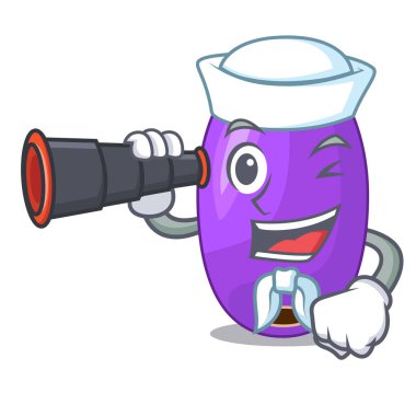 Denizci bir karikatür sepet vektör çizim dürbün meyve jambolan ile