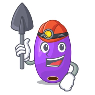 Madenci meyve jambolan bir karikatür sepet vektör çizim içinde