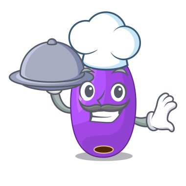 Şef Gıda meyve jambolan bir karikatür sepet vektör çizim ile