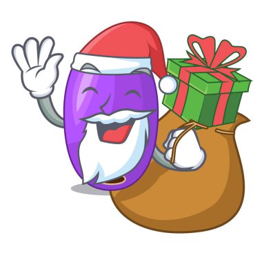 Noel Baba hediye meyve jambolan maskotu vektör illüstrasyon izole ile