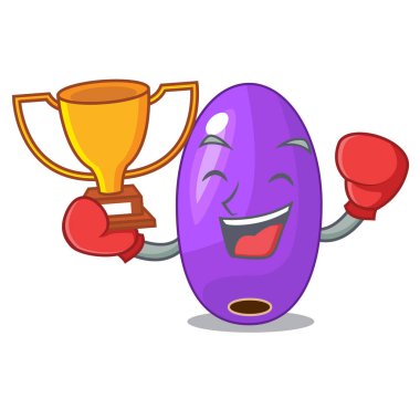 Maskot vektör illüstrasyon izole boks kazanan meyve jambolan