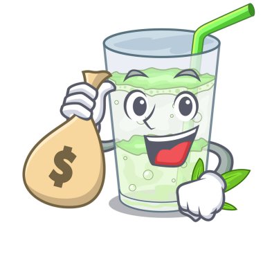 Para çantası taze lassi bhang ile glas karikatür vektör çizim