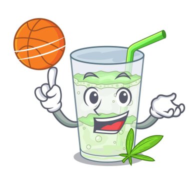 Glas karikatür vektör çizim ile basketbol taze lassi bhang