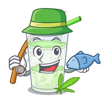 Balık tutma su lassi bhang karakter Kupası vektör esnaf