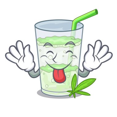 Suyu lassi bhang izole maskot vektör esnaf üzerinde dışarı dil