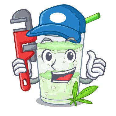 Tesisatçı suyu lassi bhang izole maskot vektör esnaf üzerinde