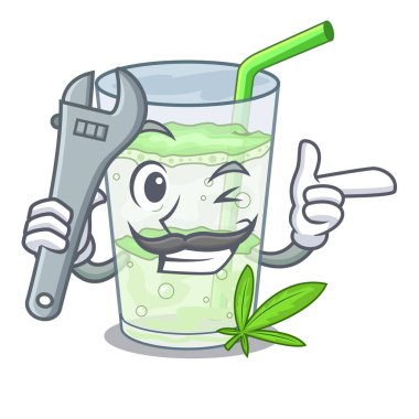 Mekanik suyu lassi bhang izole maskot vektör esnaf üzerinde