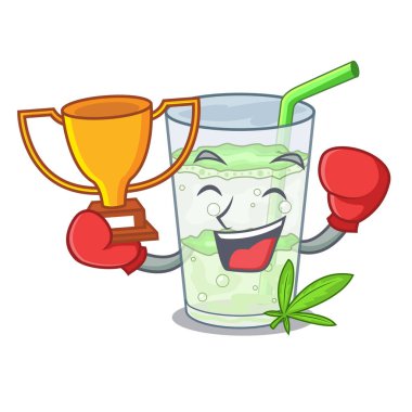 Boks şampiyonu suyu lassi bhang izole maskot vektör esnaf üzerinde