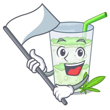 İzole maskot vektör esnaf üzerinde bayrak suyu lassi bhang ile