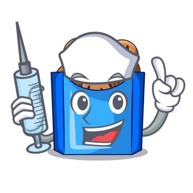 Hemşire falafel teflon karikatür vektör çizim üzerinde kızarmış