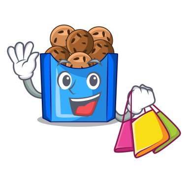 Teflon karikatür vektör çizim üzerinde kızarmış falafel içinde alışveriş