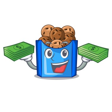 Para çantası ile kızarmış falafel karakter plakaları vektör çizim üzerinde olduğunu.