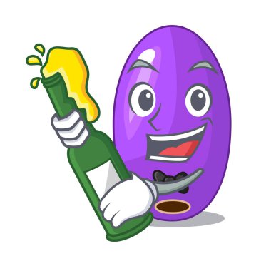 Maskot vektör illüstrasyon izole bira meyve jambolan ile