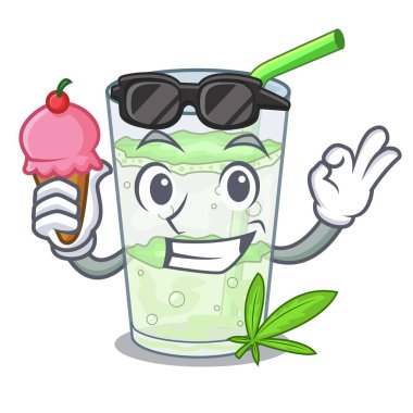 Lassi suyu bhang botlo karakter vektör esnaf içinde dondurma ile