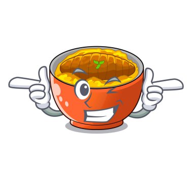 Wink katsudon sos karakter kase vektör çizim