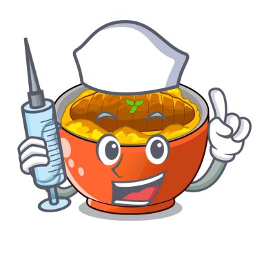 Karakter kase vektör çizim sosuna hemşire katsudon